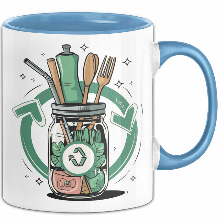 Zero Waste Befürworter Tasse Geschenk Lustige Geschenkidee Spruch Für Müllfrei Fans Blau Trendation