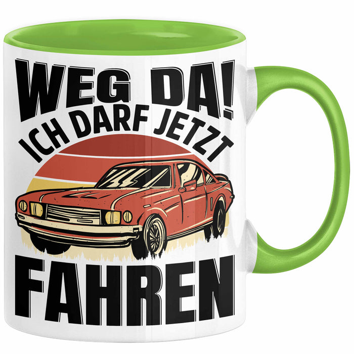 Führerschein Bestanden Geschenk Tasse Führerscheinprüfung Bestanden Geschenkidee Weg Da Ich Darf Jetzt Fahren Grün Trendation