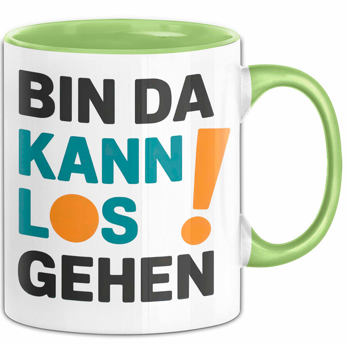 Bürokollege Tasse Geschenk Lustige Geschenkidee Spruch Bin Da Kann Los Gehen Grün Trendation