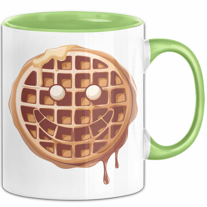 Waffel Liebhaber Tasse Geschenkidee für Sirup Fan Frühstück Grün Trendation