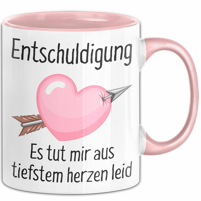 Entschuldigung Tasse Es Tut Mir Aus Tiefstem Herzen Leid Geschenkidee Sorry Becher Rosa Trendation