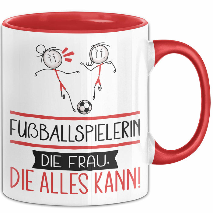 Fußballspielerin Geschenk Tasse Becher Die Frau Die Allen Kann Geschenkidee für eine Fußballspielerin Lustig Rot Trendation