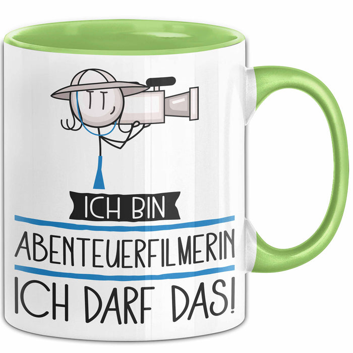 Geschenk für Abenteuerfilmerin Tasse Lustige Geschenkidee Geburtstag Ich Bin Abenteuerfilmerin Ich Darf Das Grün Trendation