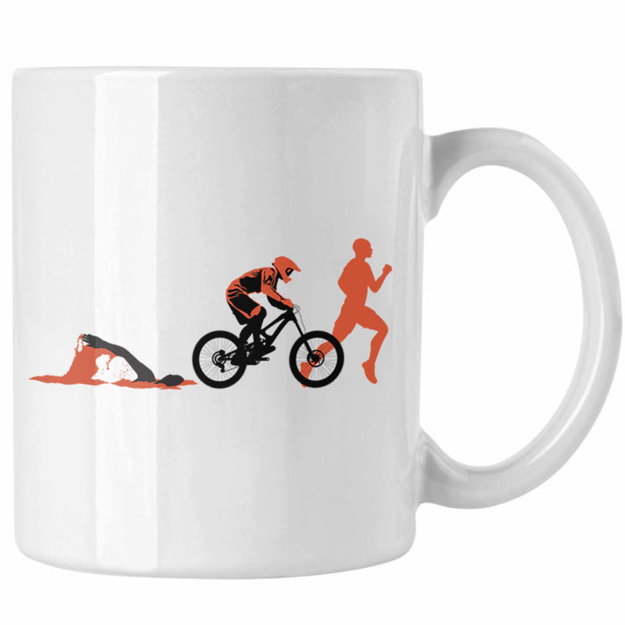 Triathlon Swim Bike Run Triathlet Tasse Geschenk Schwimmen Fahrrad Rennen Weiß Trendation