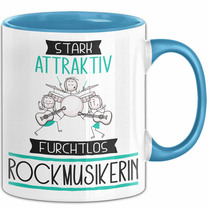Rockmusikerin Tasse Geschenk Becher Stark Attraktiv Furchtlos Rockmusikerin Lustige Geschenkidee Blau Trendation