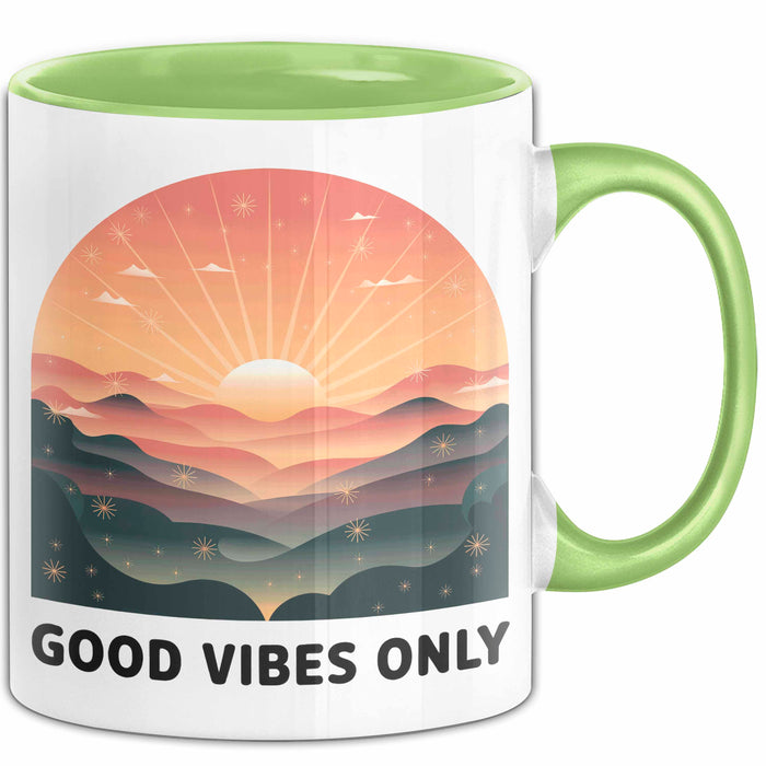 Positive Vibes Tasse Geschenk Lustige Geschenkidee Spruch Für Glückliche Seelen Grün Trendation