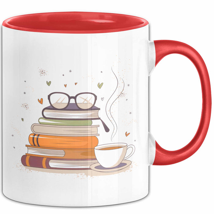 Bücherwurm Tasse Geschenk Lustige Geschenkidee Spruch Für Lese Liebhaber Rot Trendation