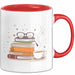 Bücherwurm Tasse Geschenk Lustige Geschenkidee Spruch Für Lese Liebhaber Rot Trendation