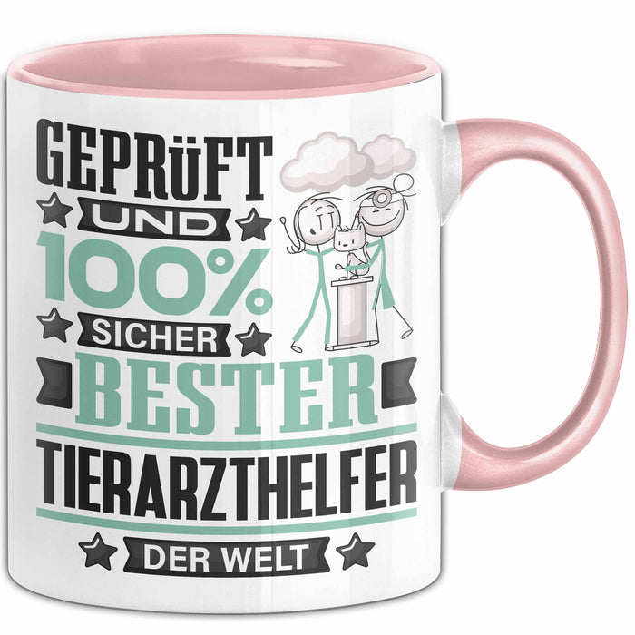 Tierarzthelfer Geschenk Lustiger Spruch für Tierarzthelfer Geschenkidee Bester Tierarzthelfer Der Welt Rosa Trendation