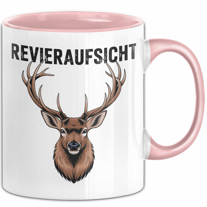 Hirschjäger Jagd Tasse Geschenk Bezirksaufsicht Spruch Rosa Trendation