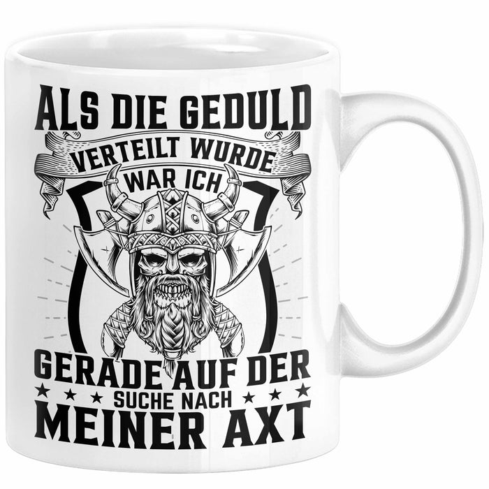 Forstwirt Geschenk Tasse Waldarbeiter Axt Holz Hacken Totenkopf Wikinger Kaffee-Becher für Holzfäller Weiß Trendation