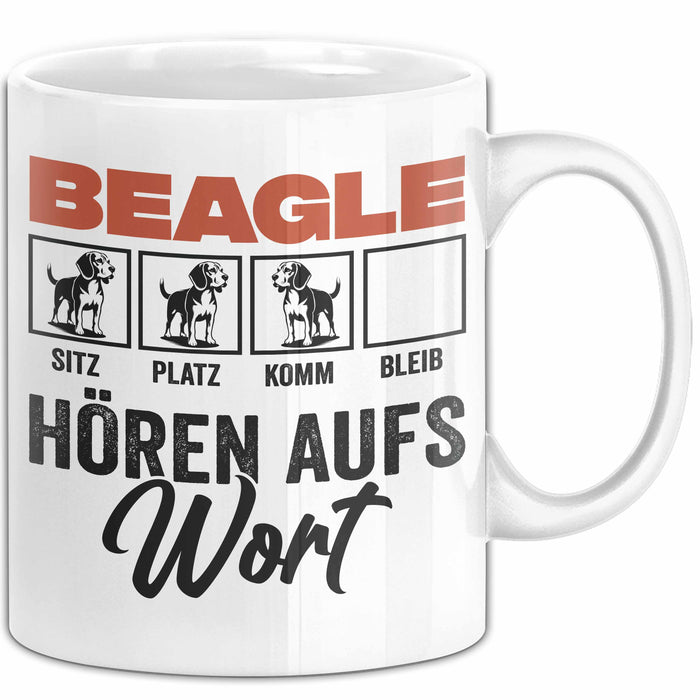 Beagle Hören Aufs Wort Tasse Geschenk Beagle Besitzer Mama Becher Weiß Trendation
