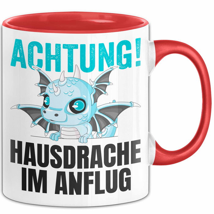 Hausdrache Im Anflug Tasse Geschenk Becher Rot Trendation