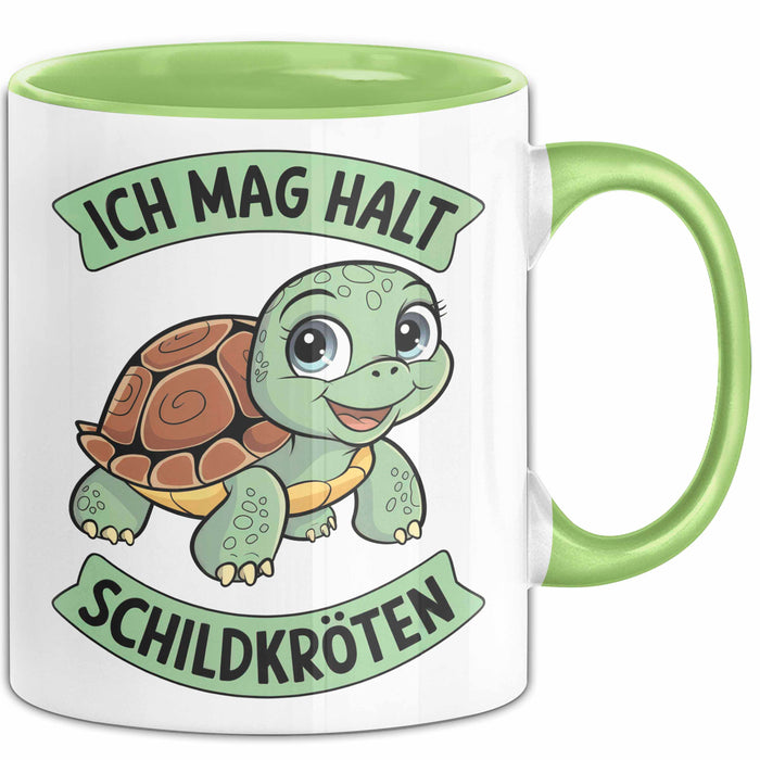 Schildkröte Tierliebhaber Tasse Geschenk Lustige Geschenkidee Spruch Ich Mag Halt Schildkröten Grün Trendation