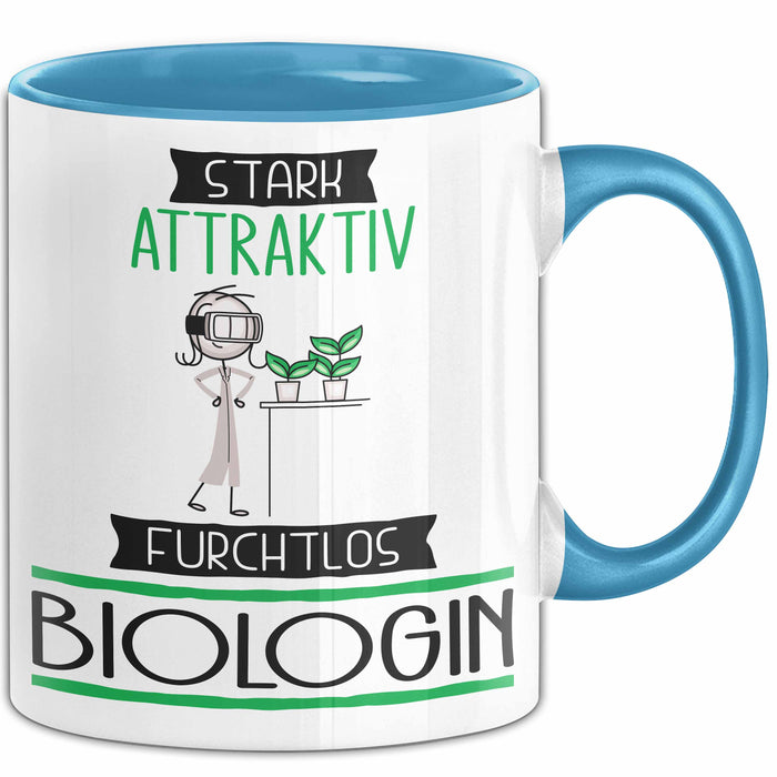 Biologin Tasse Geschenk Becher Stark Attraktiv Furchtlos Biologin Lustige Geschenkidee Blau Trendation