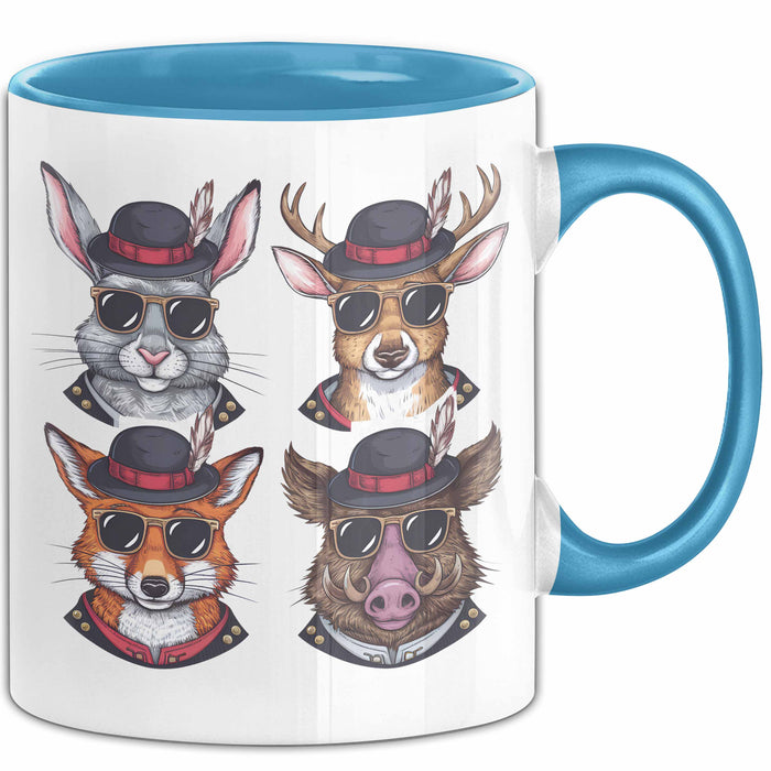 Jäger Tasse Geschenk Hase Wildschwein Fuchs Geschenkdiee Jagd Blau Trendation
