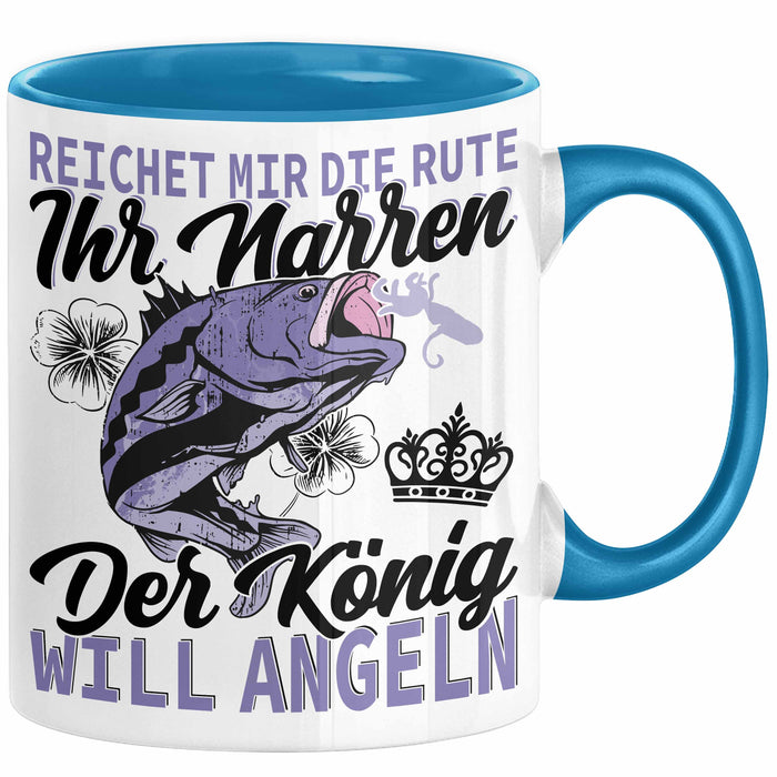 Angler Geschenk Tasse Spruch Männer Angeln Geschenkidee Kaffee-Becher Fischer Angeln Blau Trendation