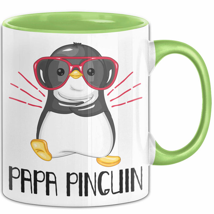 Papa Pinguin Tasse Geschenk Pinguin Liebhaber Vatertag Grün Trendation