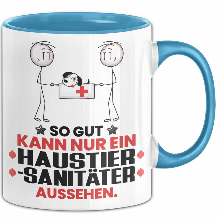Haustiersanitäter Geschenk Tasse So Gut Kann Nur Ein Haustiersanitäter Aussehen Geschenkidee Kaffee-Becher Blau Trendation