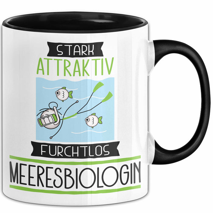 Meeresbiologin Tasse Geschenk Becher Stark Attraktiv Furchtlos Meeresbiologin Lustige Geschenkidee Trendation