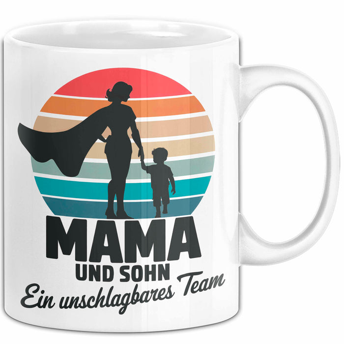 Mama Muttertag Tasse Becher Geschenk Lustige Geschenkidee Spruch Mama Und Sohn Ein Unschlagbares Team Weiß Trendation