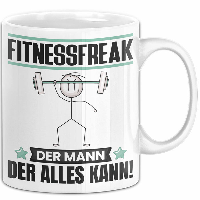 Fitnessfreak Tasse Geschenk für Fitnessfreak Der Mann Der Alles Kann Geschenkidee zum Geburtstag Weiß Trendation