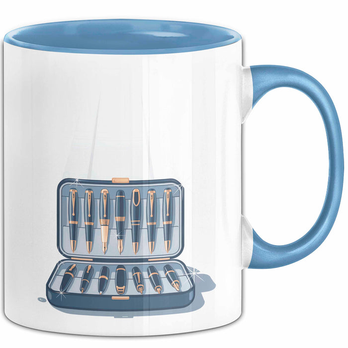 Stift Sammler Tasse Geschenk Lustige Geschenkidee Spruch Für Schreibwerkzeug Fans Blau Trendation