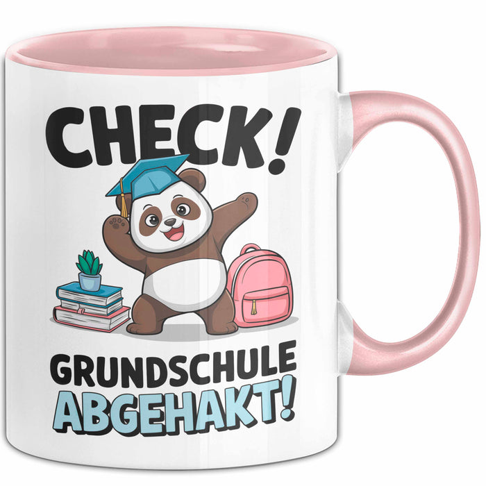 Grundschule Abschied Tasse Becher Geschenk Lustige Geschenkidee Spruch Check Grundschule Abgehakt Rosa Trendation