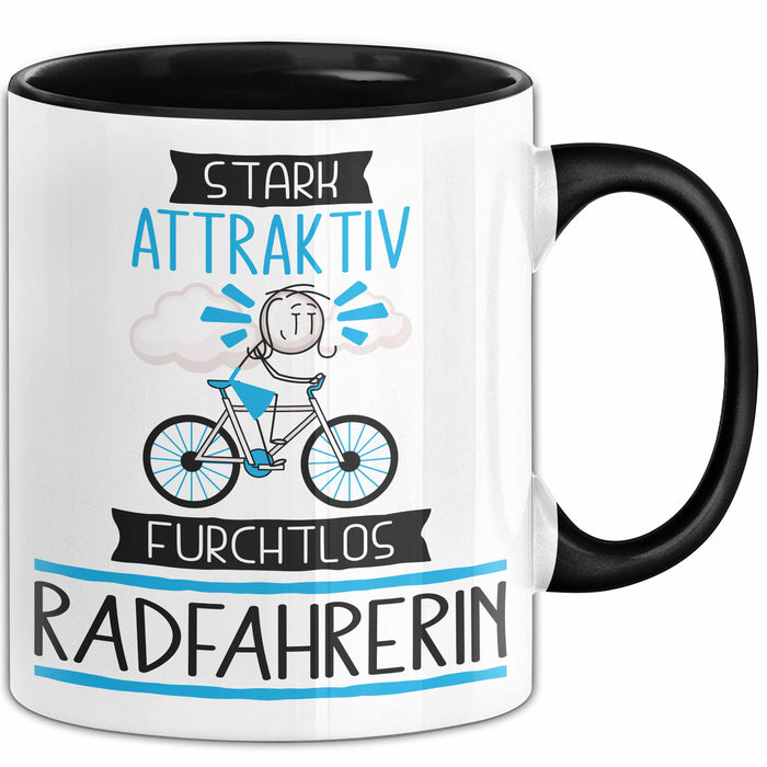 Radfahrerin Tasse Geschenk Becher Stark Attraktiv Furchtlos Radfahrerin Lustige Geschenkidee Trendation