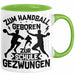 Handball Geschenk Tasse Geschenkidee Handball-Spieler Handballspielerin Mädchen Jungs Kaffee-Becher Zum Handball Geboren Zur Schule Gezwungen Grün Trendation