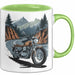 Motorradfahrer Tasse Geschenkidee für Biker Lustiger Spruch Grün Trendation