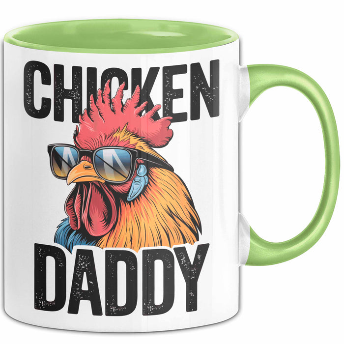 Huhn Tier Bauer Tasse Becher Geschenk Lustige Geschenkidee Spruch Hühnerpapa Grün Trendation