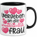 Valentinstag Tasse "Vergeben an die wundervollste Frau" Geschenkidee Schwarz Trendation