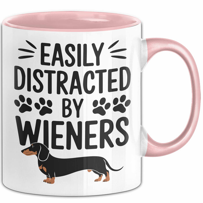 Dackel Tasse Geschenk Easily Distracted By Wieners Geschenkidee Hund Lustig Rosa Trendation