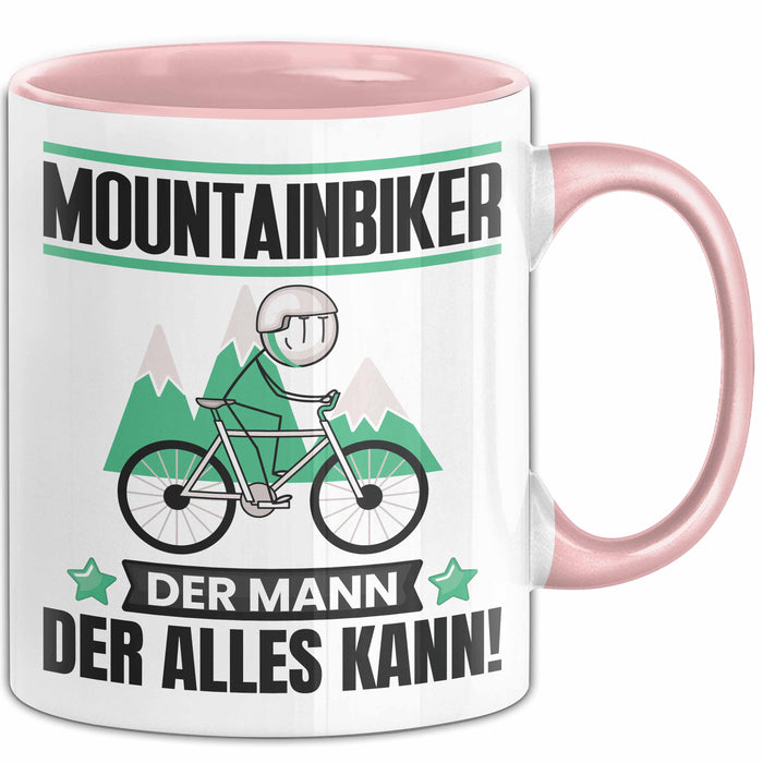 Mountainbiker Tasse Geschenk für Mountainbiker Der Mann Der Alles Kann Geschenkidee zum Geburtstag Rosa Trendation