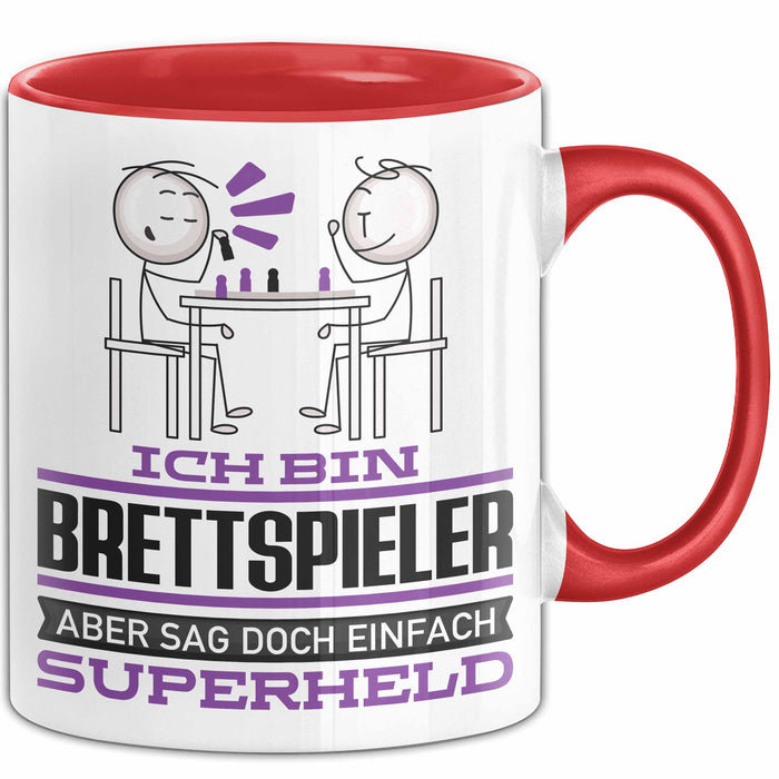 Brettspieler Geschenk Tasse Ich Bin Brettspieler Aber Sag Doch Einfach Superheld Lustige Geschenkdiee für Brettspieler Kaffee-Becher Rot Trendation