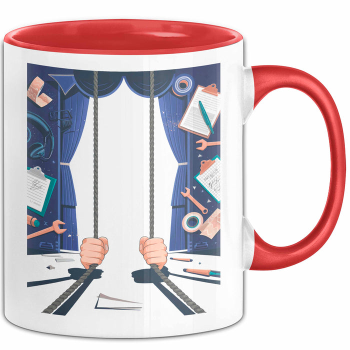 Bühnenarbeiter Tasse Geschenk Lustige Geschenkidee Spruch Für Backstage Crew Rot Trendation