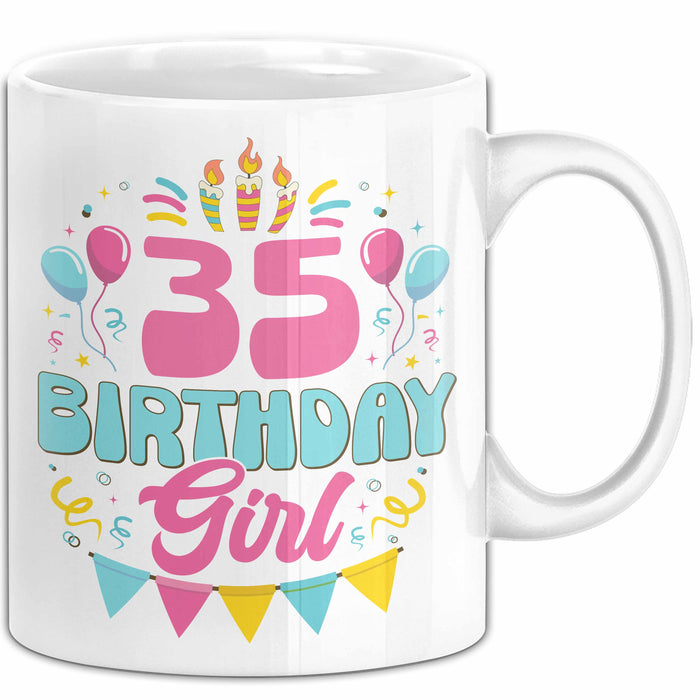 35. Geburtstag Tasse Frauen Mädchen Geschenkidee Lustig 35 Birthday Girl Lustiger Spruch Mutter Mama Weiß Trendation