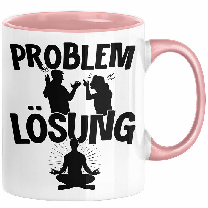 Yoga Tasse Geschenk für Yogalehrer Männer Geschenkidee Problem und Lösung Yoga Rosa Trendation