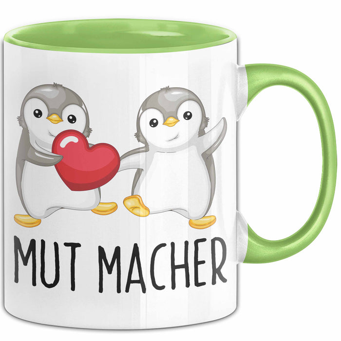 Lustige Tasse Geschenk Zwei Pinguine Mit Herz Witziger Becher Mut Grün Trendation