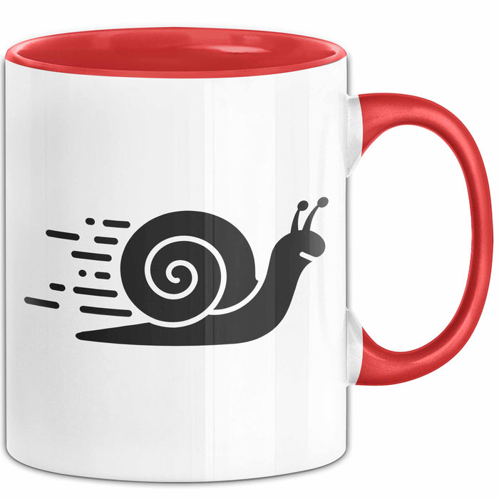 Schnelle Schnecke Tasse Geschenk Lustige Geschenkidee Spruch Rot Trendation