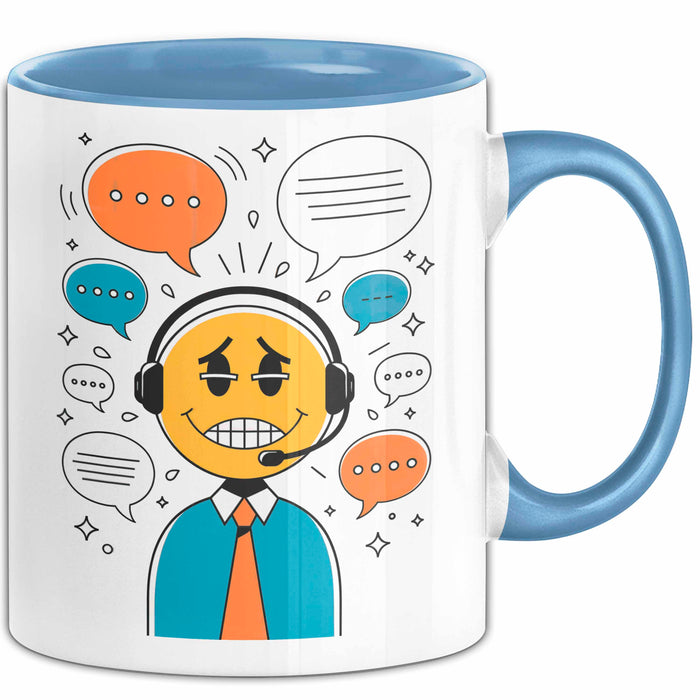 Call Center Mitarbeiter Tasse Geschenk Lustige Geschenkidee Spruch Für Kundenservice Helden Blau Trendation