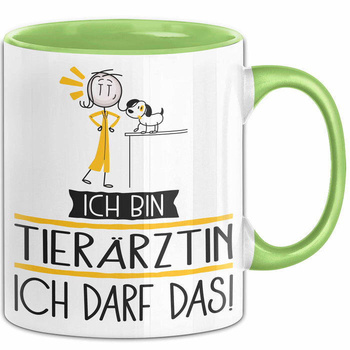 Geschenk für Tierärztin Tasse Lustige Geschenkidee Geburtstag Ich Bin Tierärztin Ich Darf Das Grün Trendation