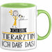 Geschenk für Tierärztin Tasse Lustige Geschenkidee Geburtstag Ich Bin Tierärztin Ich Darf Das Grün Trendation