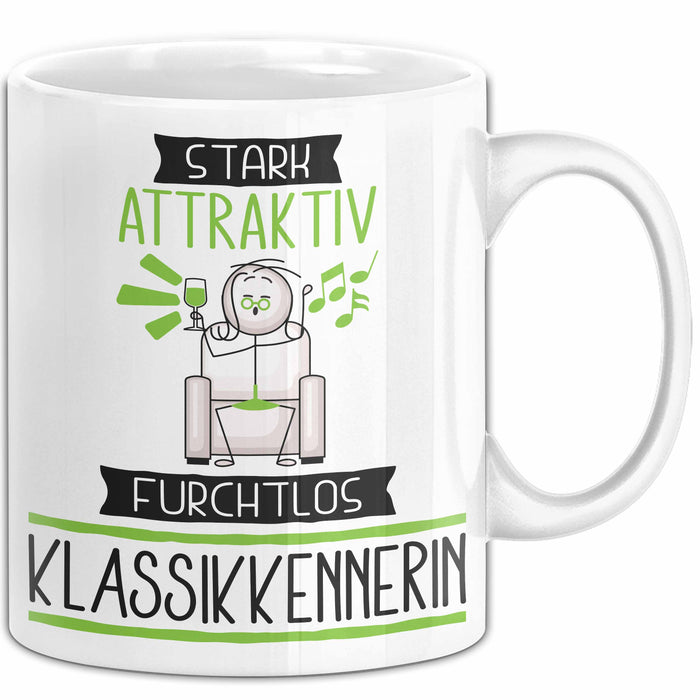 Klassikkennerin Tasse Geschenk Becher Stark Attraktiv Furchtlos Klassikkennerin Lustige Geschenkidee Weiß Trendation