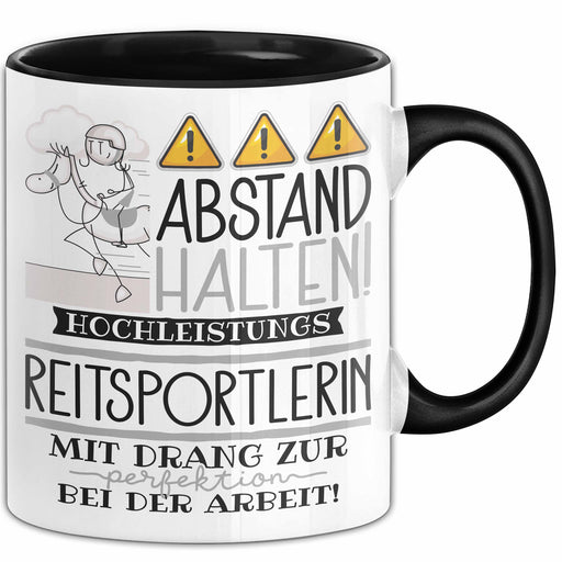 Reitsportlerin Tasse Geschenk Lustig Abstand Halten Hochleistungs-Reitsportlerin Mit Drang Zur Perfektion Bei Der Arbeit Trendation