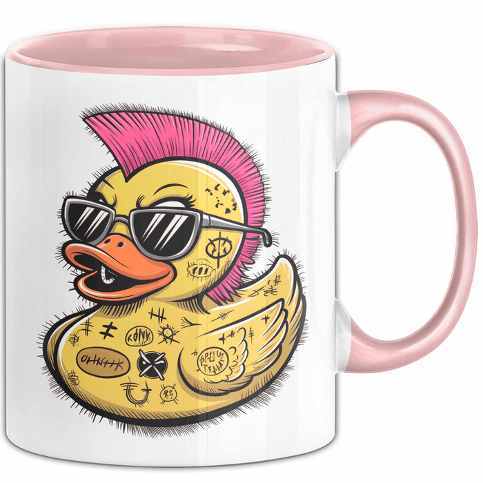 Quietscheente Tier Tasse Geschenk Lustige Geschenkidee Spruch Punk Ente Entenküken Rosa Trendation