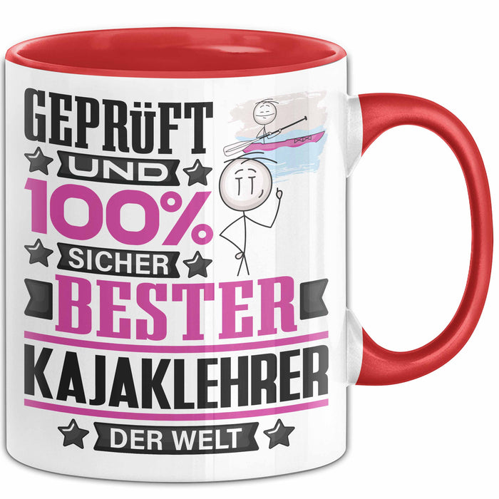 Kajaklehrer Geschenk Lustiger Spruch für Kajaklehrer Geschenkidee Bester Kajaklehrer Der Welt Rot Trendation