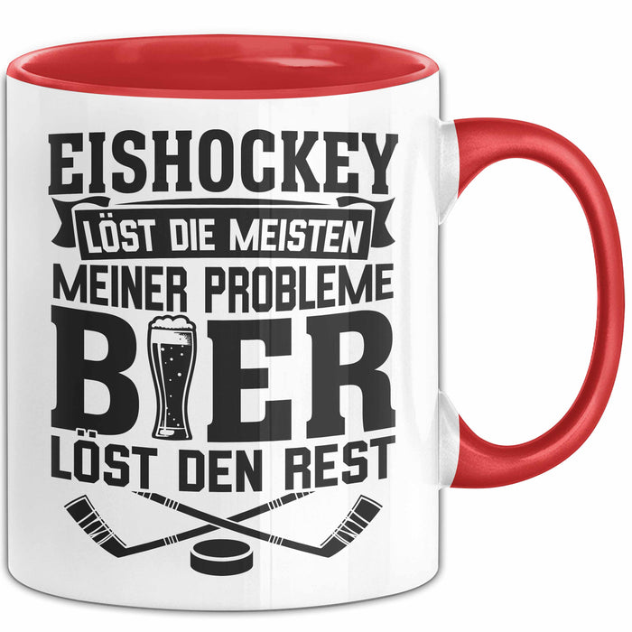 Eishockey Tasse Löst Die Meisten Meiner Probleme Bier Löst Den Rest Becher Geschenkidee Rot Trendation