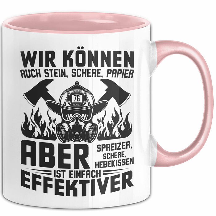 Feuerwehrmann Tasse Geschenk Wir Können Auch Stein Schere Papier Aber Spreizer Ist Effektiver Feuerwehr Geschenkidee Rosa Trendation